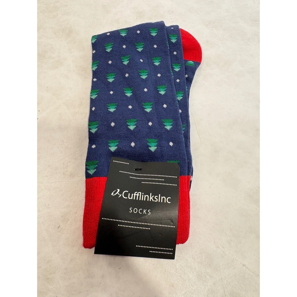 Cufflinks Inc Mens Navy Blue Christmas Tree Snowflake Holiday Crew Socks‎ NWT